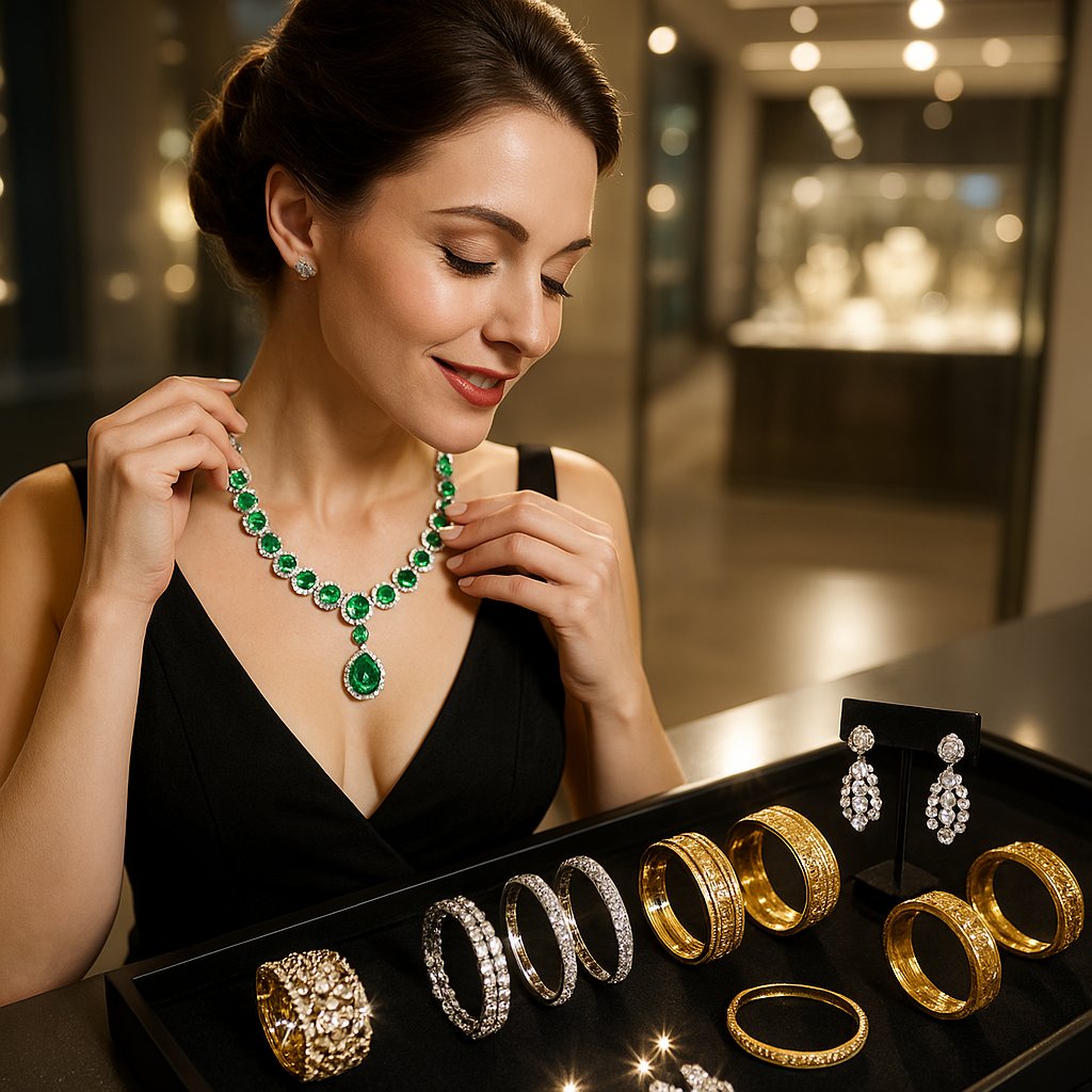 Cultural engagement jewelry from around the world including necklaces, bracelets, and ornate pieces displayed elegantly