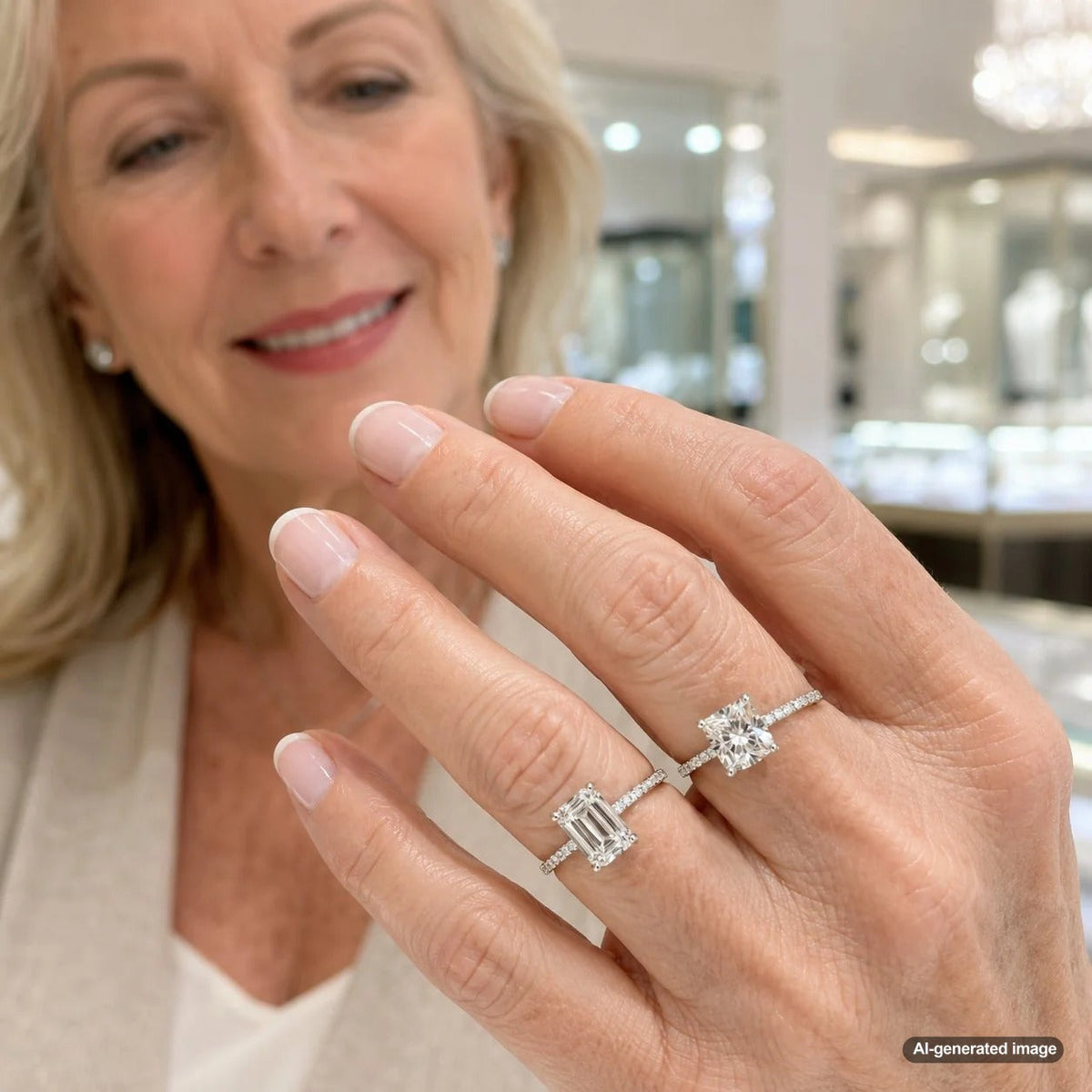 A stunning close-up of various diamond cuts showcasing the intense brilliance and fire that makes some sparkle more than others, from round brilliant to emerald cuts.