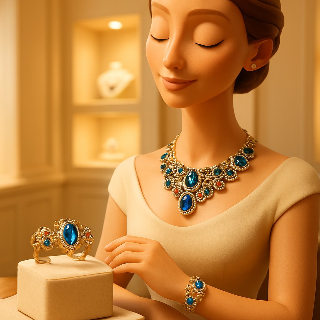 A stunning sculptural jewelry piece blending art and elegance, showcasing intricate design and luxurious materials