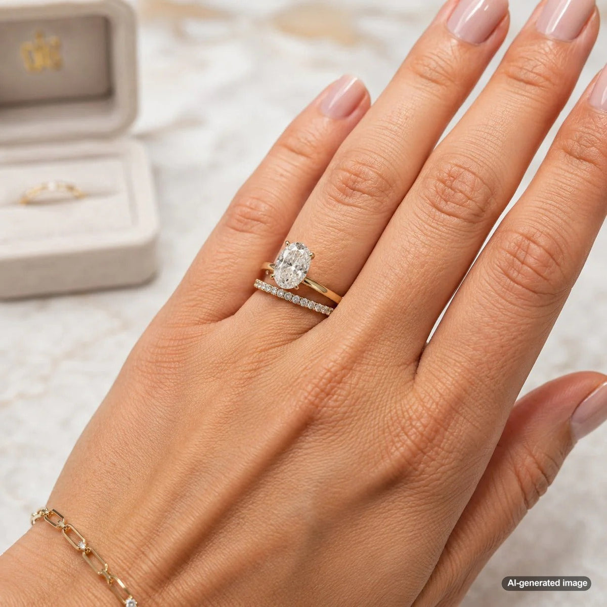 Robinson's Jewelers - Close up of a bridal set demonstrating the common gap between an engagement ring and a straight wedding band.