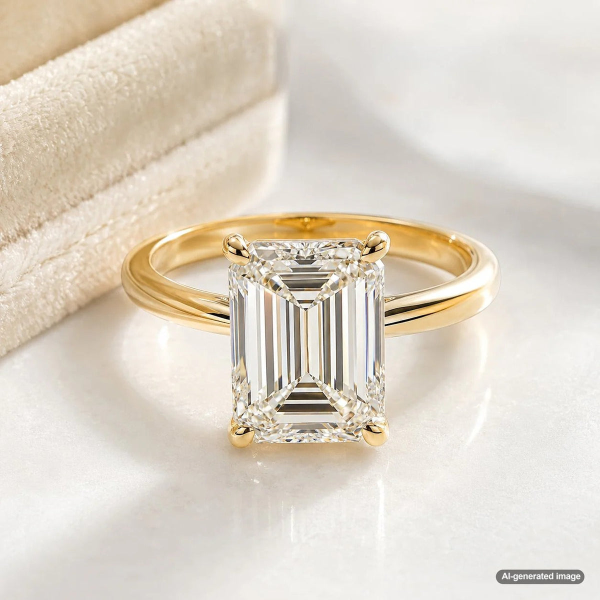 Stunning emerald cut diamond ring showcasing the elegant step-cut sparkle and hall of mirrors effect.