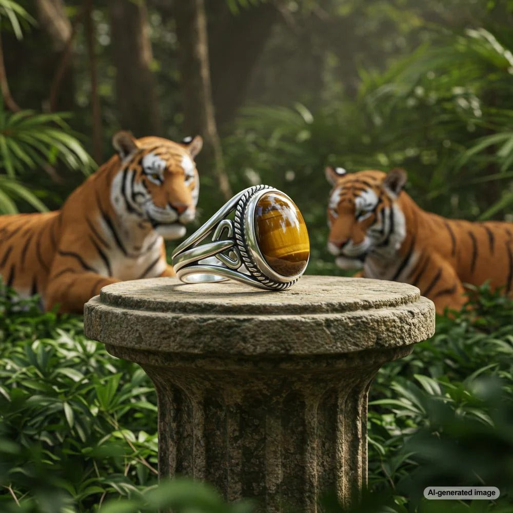 Elegant Tiger's Eye jewelry pieces showcasing the gemstone's rich golden-brown hues.