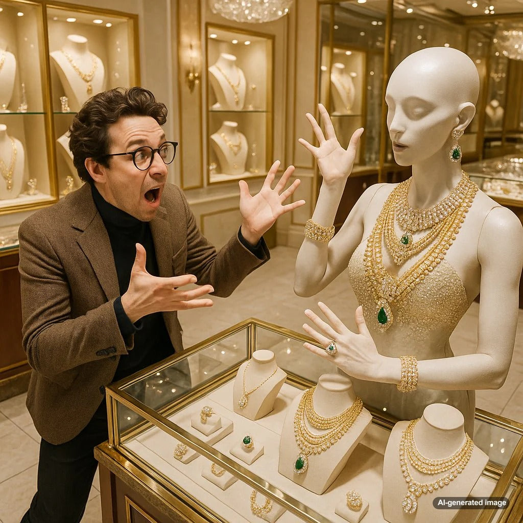 Elegant jewelry display at Robinson's Jewelers showing timeless pieces that maintain value beyond temporary sales