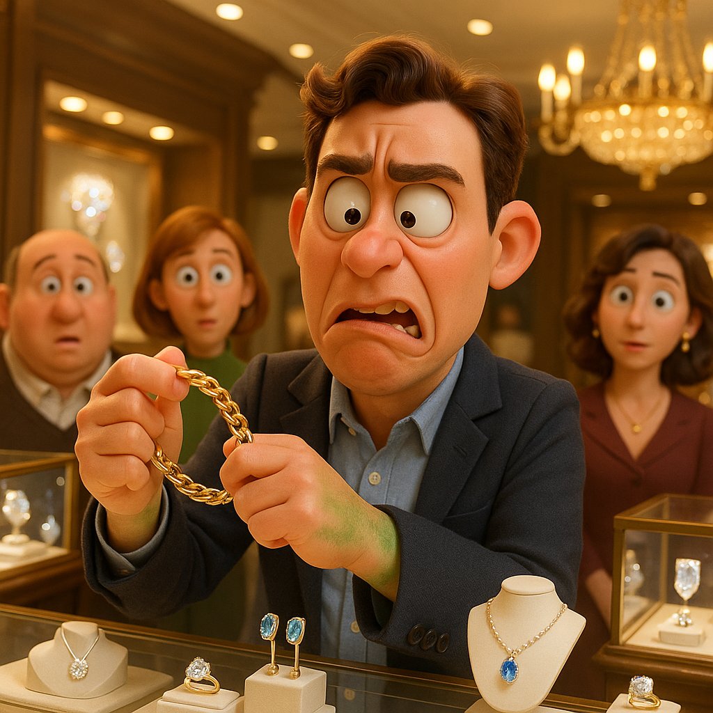 Woman wearing jewelry with green skin reaction and solutions to prevent it