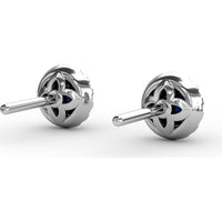 0.61 Carat Total Weight Round Sapphire and Diamond Halo Stud Earrings by Fana