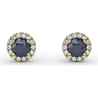 0.61 Carat Total Weight Round Sapphire and Diamond Halo Stud Earrings by Fana