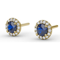0.61 Carat Total Weight Round Sapphire and Diamond Halo Stud Earrings by Fana