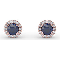 0.61 Carat Total Weight Round Sapphire and Diamond Halo Stud Earrings by Fana