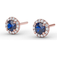 0.61 Carat Total Weight Round Sapphire and Diamond Halo Stud Earrings by Fana