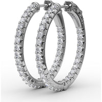 1.35 Carat Diamond Hoop Earrings with Round Brilliant Cut Diamonds - Total 1.35 Carat Weight by Fana