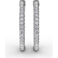 1.35 Carat Diamond Hoop Earrings with Round Brilliant Cut Diamonds - Total 1.35 Carat Weight by Fana