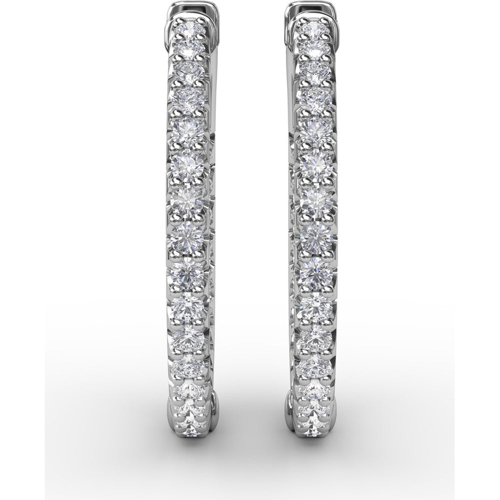 1.35 Carat Diamond Hoop Earrings with Round Brilliant Cut Diamonds - Total 1.35 Carat Weight by Fana