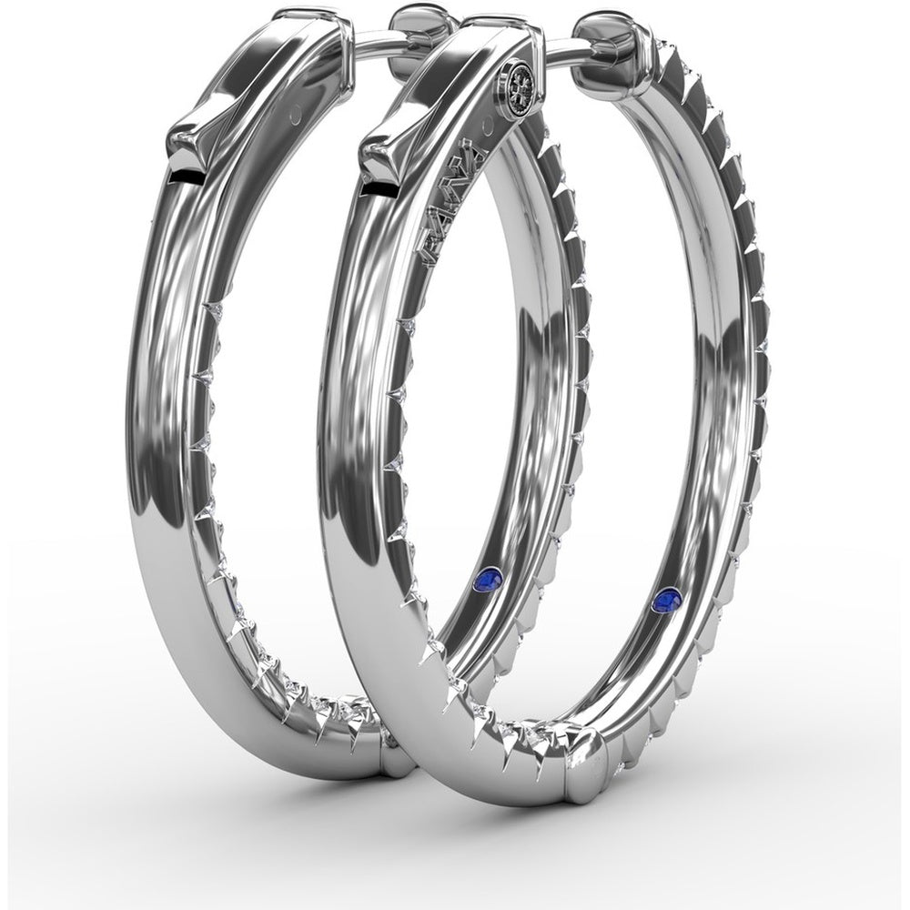 1.35 Carat Diamond Hoop Earrings with Round Brilliant Cut Diamonds - Total 1.35 Carat Weight by Fana