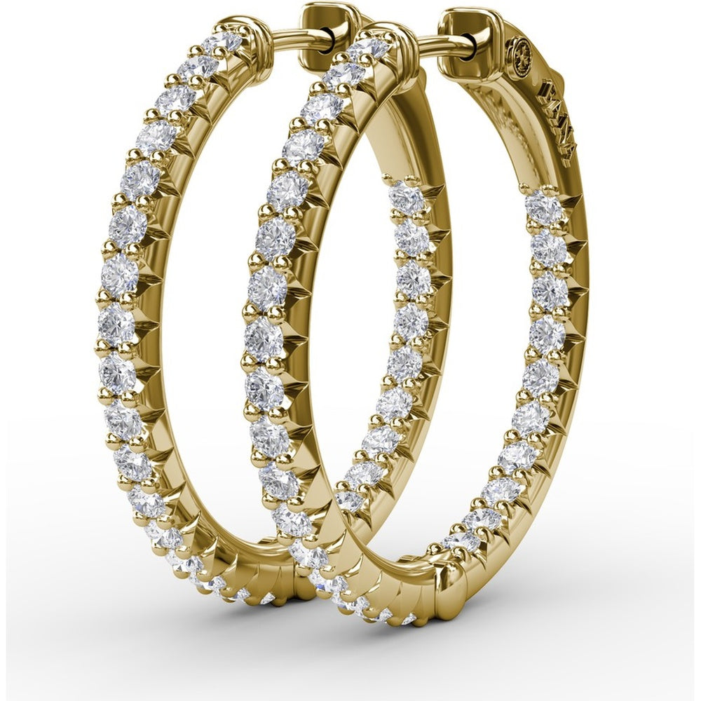 1.35 Carat Diamond Hoop Earrings with Round Brilliant Cut Diamonds - Total 1.35 Carat Weight by Fana