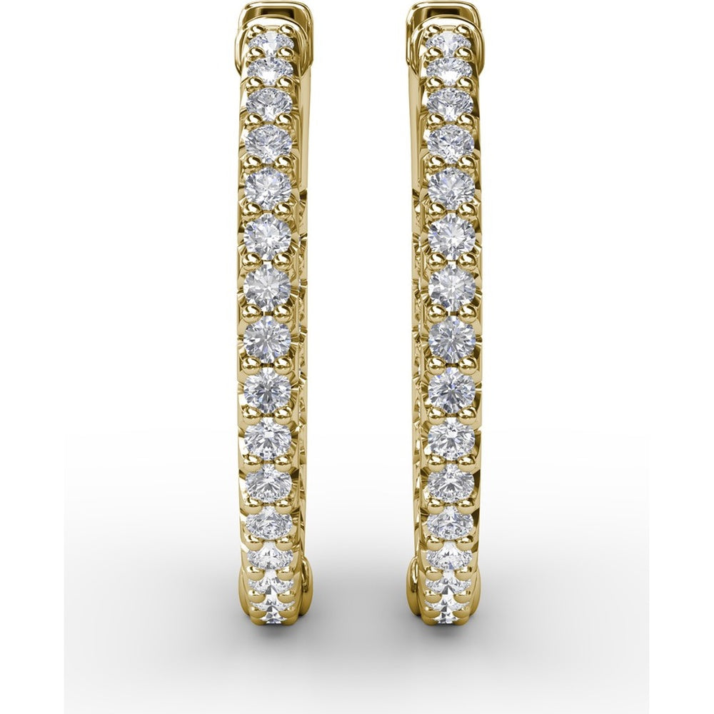 1.35 Carat Diamond Hoop Earrings with Round Brilliant Cut Diamonds - Total 1.35 Carat Weight by Fana