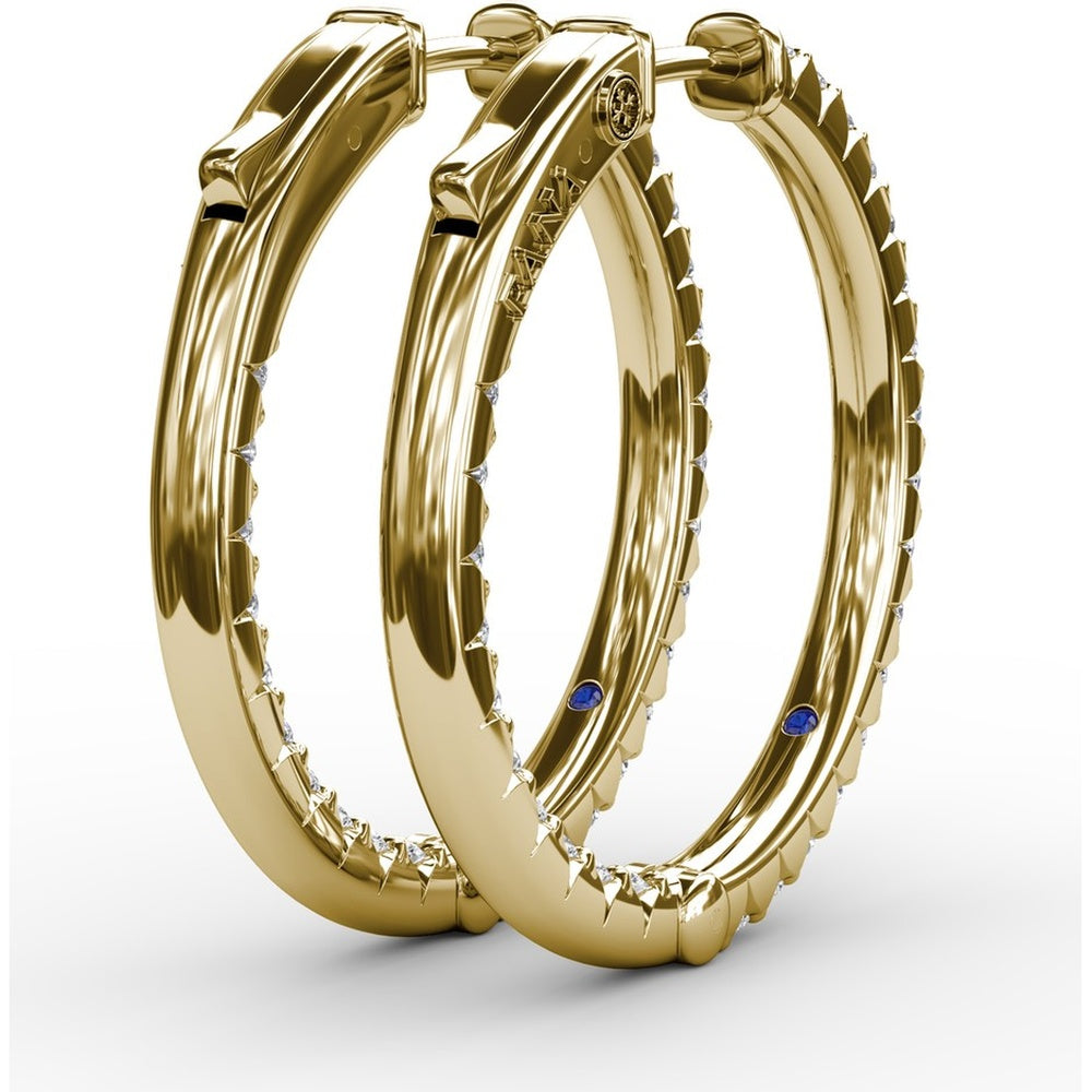 1.35 Carat Diamond Hoop Earrings with Round Brilliant Cut Diamonds - Total 1.35 Carat Weight by Fana