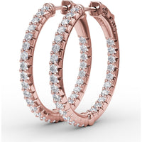 1.35 Carat Diamond Hoop Earrings with Round Brilliant Cut Diamonds - Total 1.35 Carat Weight by Fana