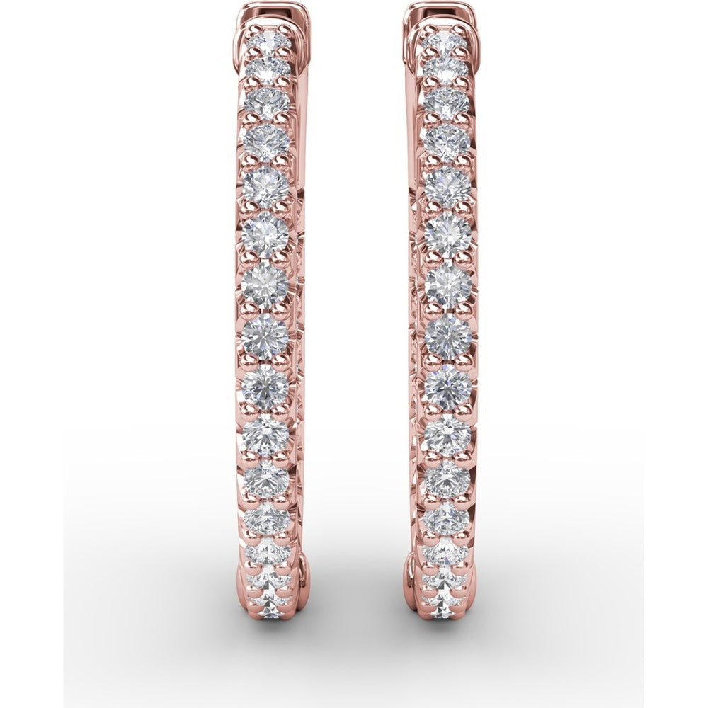1.35 Carat Diamond Hoop Earrings with Round Brilliant Cut Diamonds - Total 1.35 Carat Weight by Fana