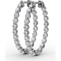 1.40 Carat Total Diamond Weight Round Diamond Hoop Earrings with Shared-Prong Setting by Fana