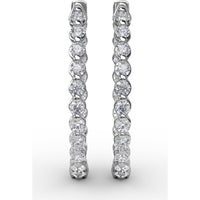 1.40 Carat Total Diamond Weight Round Diamond Hoop Earrings with Shared-Prong Setting by Fana