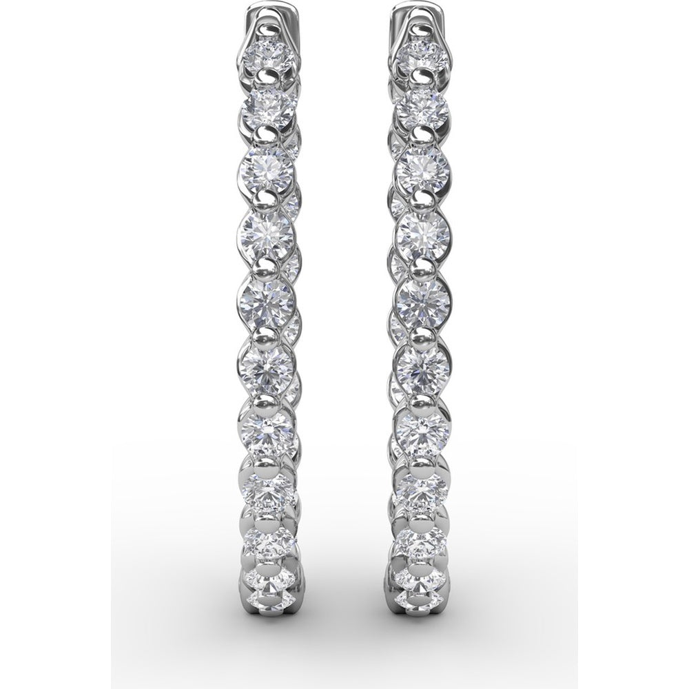 1.40 Carat Total Diamond Weight Round Diamond Hoop Earrings with Shared-Prong Setting by Fana