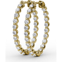 1.40 Carat Total Diamond Weight Round Diamond Hoop Earrings with Shared-Prong Setting by Fana