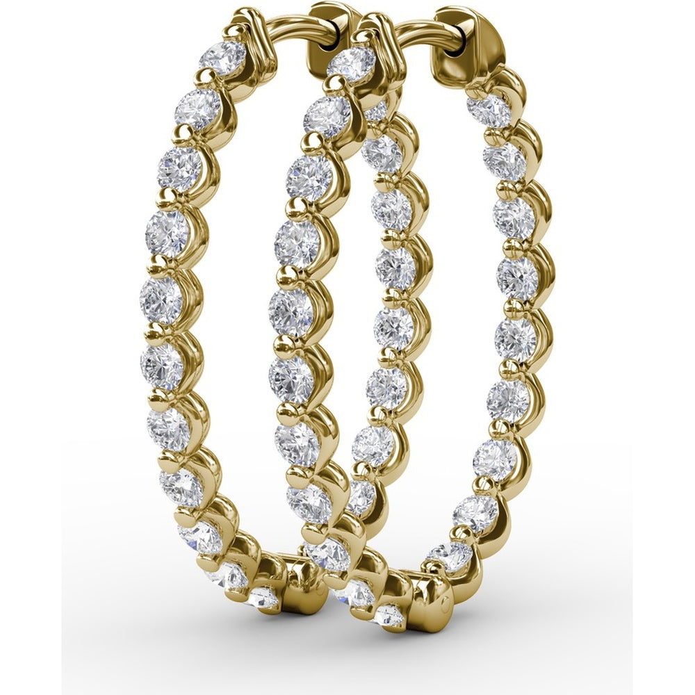 1.40 Carat Total Diamond Weight Round Diamond Hoop Earrings with Shared-Prong Setting by Fana