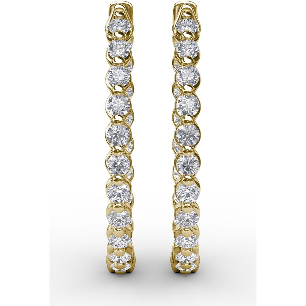 1.40 Carat Total Diamond Weight Round Diamond Hoop Earrings with Shared-Prong Setting by Fana