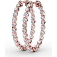 1.40 Carat Total Diamond Weight Round Diamond Hoop Earrings with Shared-Prong Setting by Fana