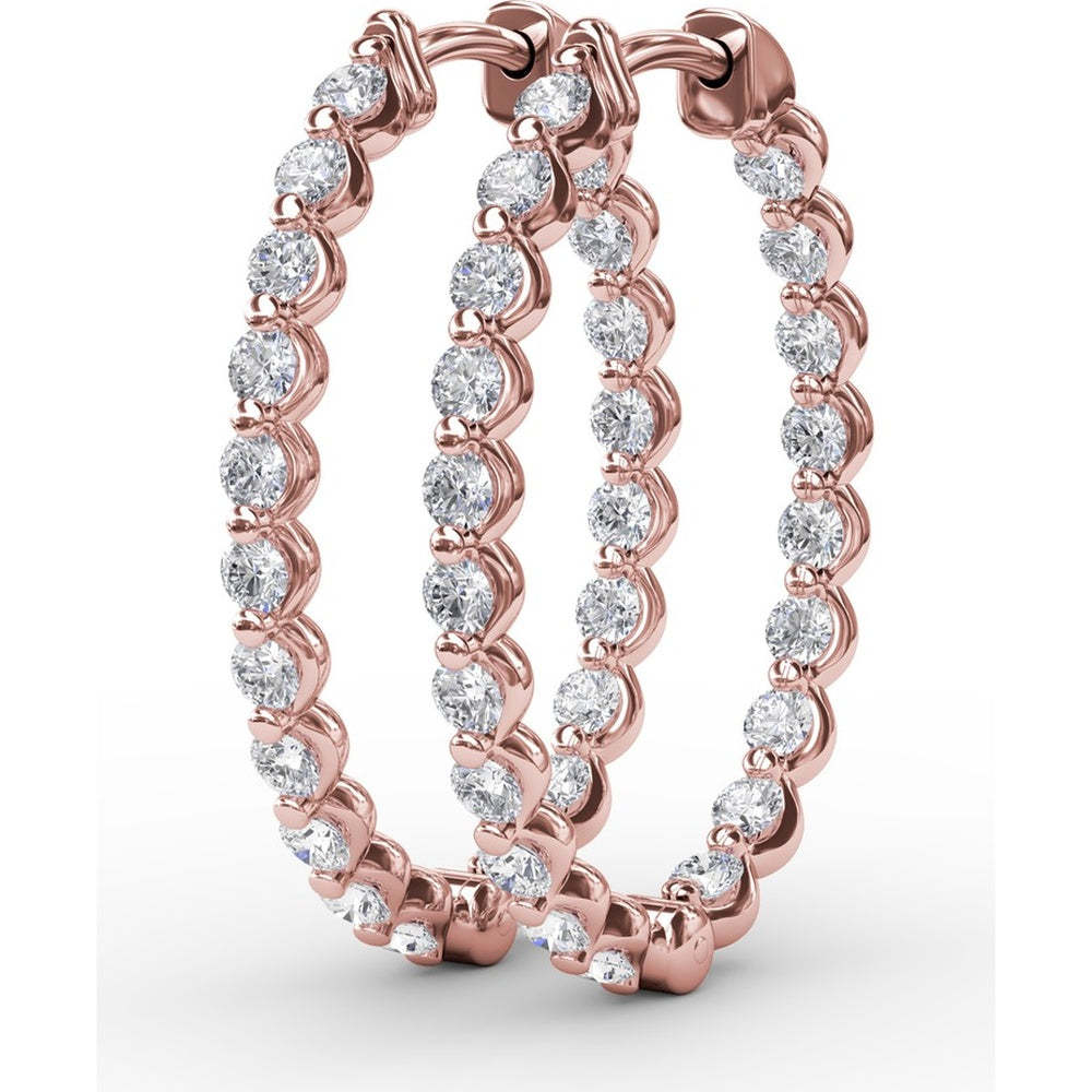 1.40 Carat Total Diamond Weight Round Diamond Hoop Earrings with Shared-Prong Setting by Fana