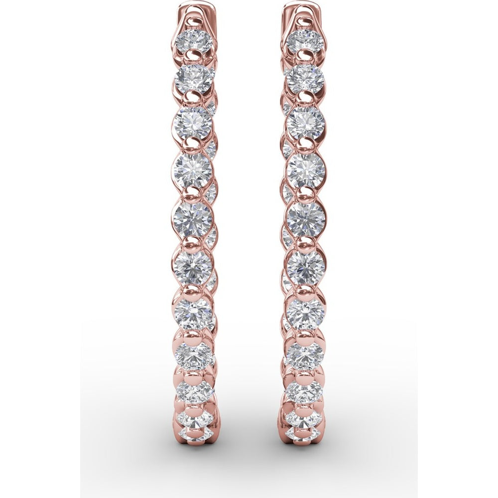 1.40 Carat Total Diamond Weight Round Diamond Hoop Earrings with Shared-Prong Setting by Fana