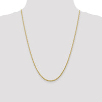 10K Gold 24" Extra-Light Rope Necklace with Diamond Cut Texture - 2.25mm Width