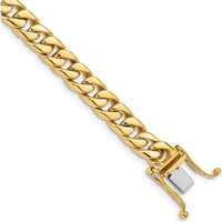 10K Gold 9" Hand-Polished Flat Beveled Curb Link Bracelet - 6.8mm Width