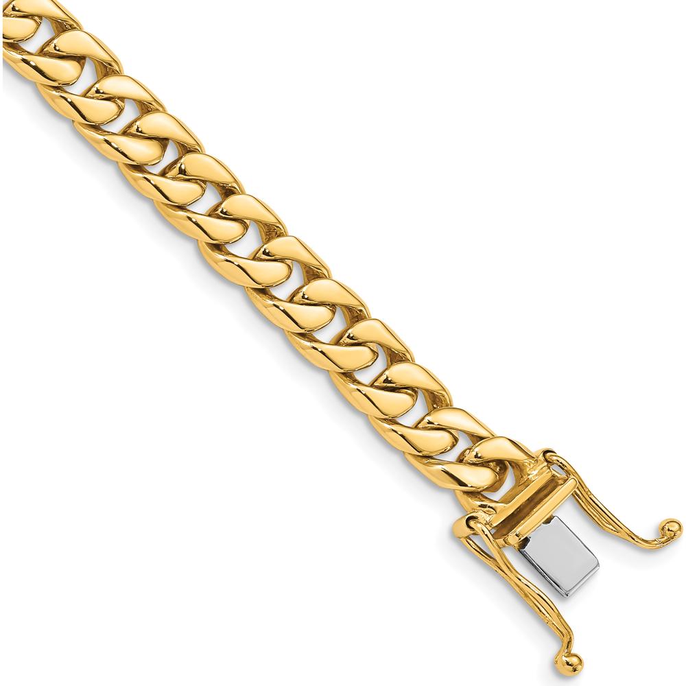 10K Gold 9" Hand-Polished Flat Beveled Curb Link Bracelet - 6.8mm Width
