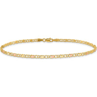 10K Gold and Rose X's and Hearts Link Bracelet with Diamond-Cut Texture - 8"