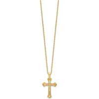 10K Gold with 12K Rose & Green Accents Gold Cross Necklace - 18"