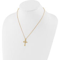10K Gold with 12K Rose & Green Accents Gold Cross Necklace - 18"