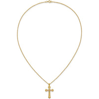 10K Gold with 12K Rose & Green Accents Gold Cross Necklace - 18"
