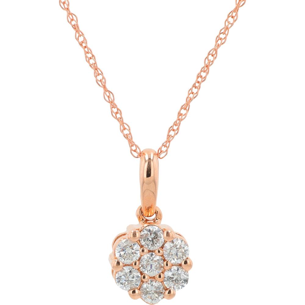 10K Rose Gold 0.25 Carat Total Diamond Pendant in Cluster Design