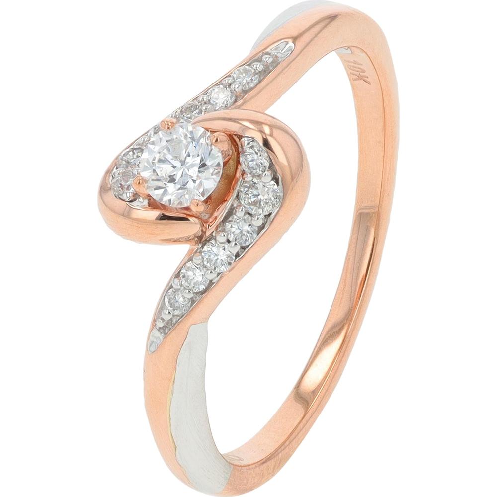 10K Rose Gold 0.33 Carat Round Diamond Bridal Set with Swirl Accents
