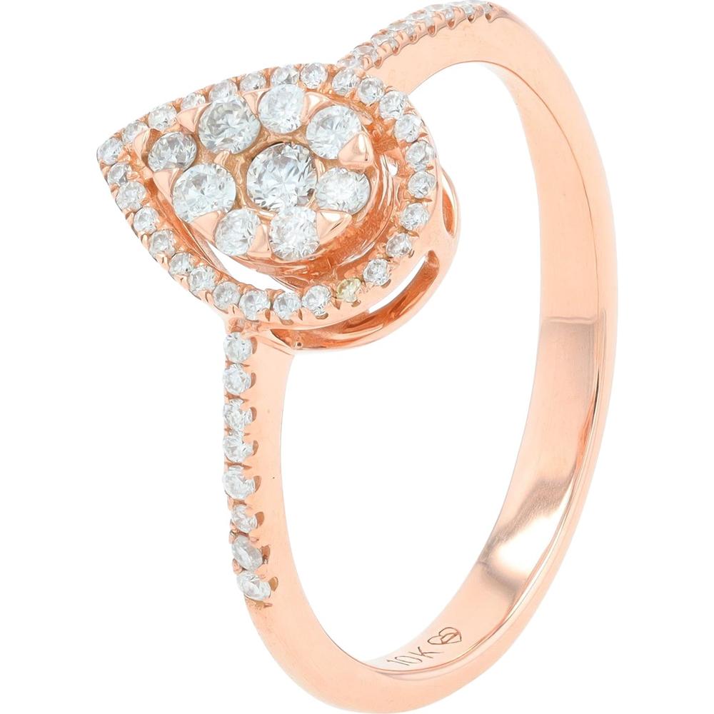 10K Rose Gold 1/2 Carats Diamond Pear Cluster Ring with Halo Detail