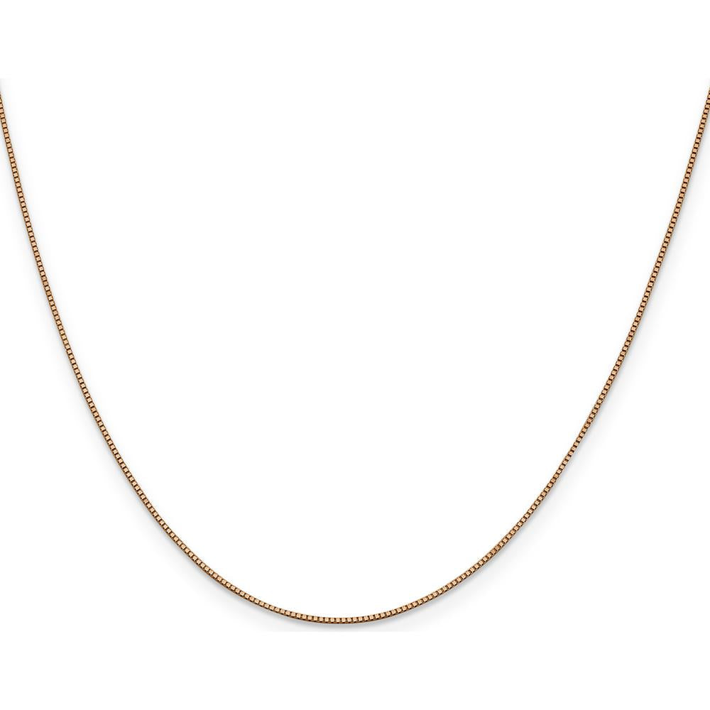 10K Rose Gold 18" Box Chain Necklace - 0.7mm Width