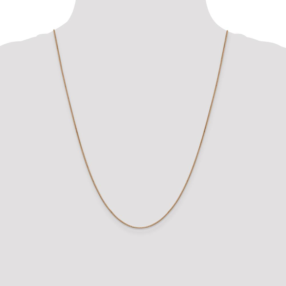 10K Rose Gold 24" Box Chain Necklace - Polished Finish, 0.9mm Width