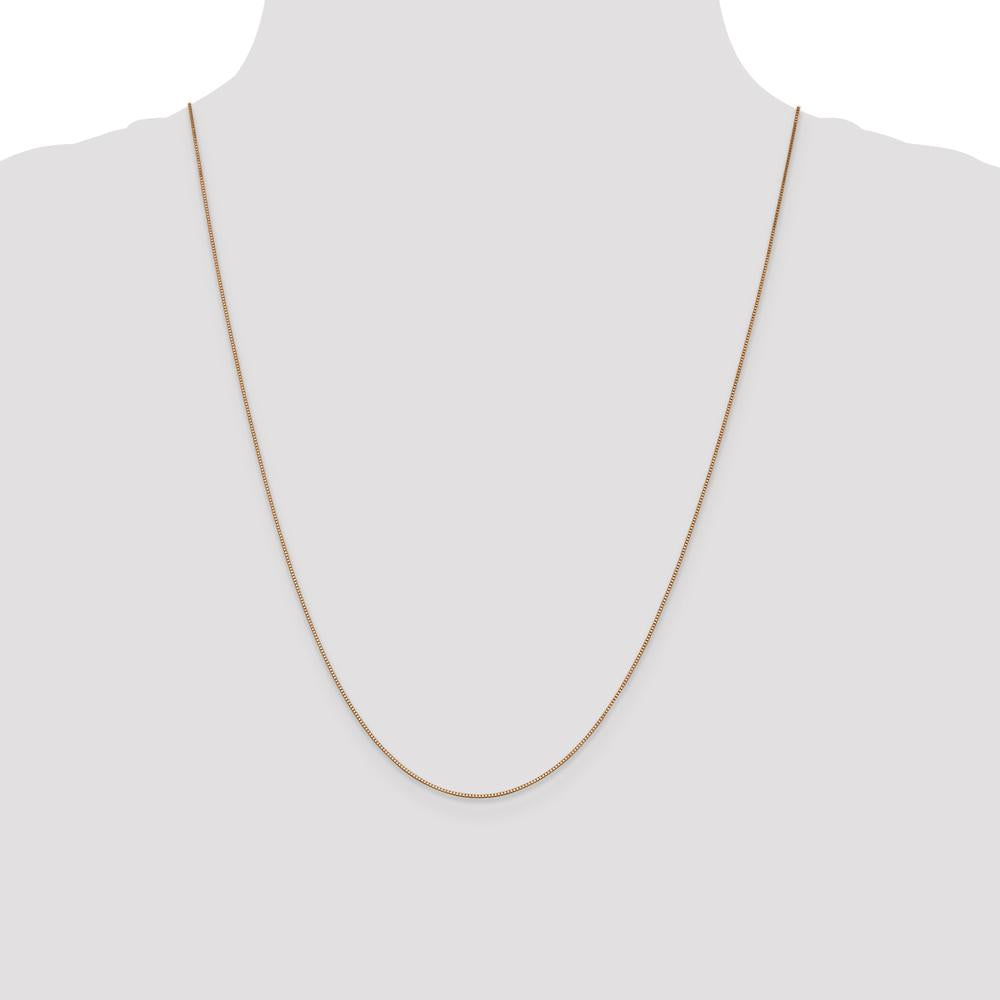 10K Rose Gold 24" Box Chain Necklace - Polished Finish with Lobster Clasp