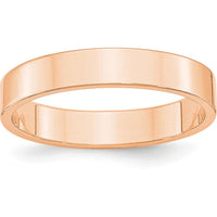 10K Rose Gold 4mm Flat Wedding Band with Polished Finish - Size 8.5