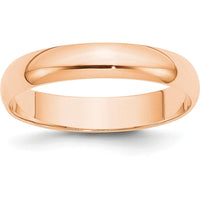 10K Rose Gold 4mm Lightweight Half Round Wedding Band - Engravable, Size 6.5
