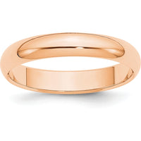 10K Rose Gold 4mm Polished Half Round Wedding Band - Size 11
