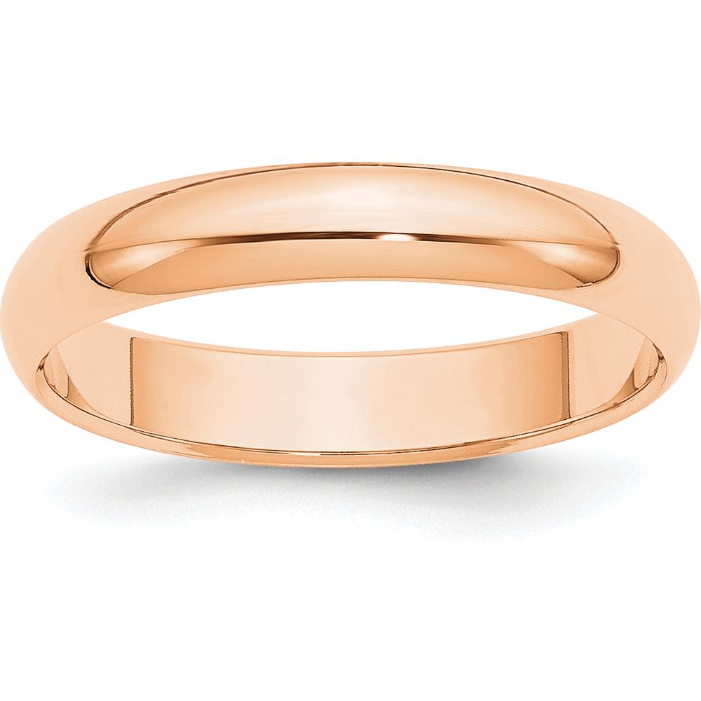 10K Rose Gold 4mm Polished Half Round Wedding Band - Size 11