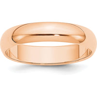 10K Rose Gold 5mm Half Round Wedding Band - Size 8.5 - Solid Gold, Polished Finish, Engravable