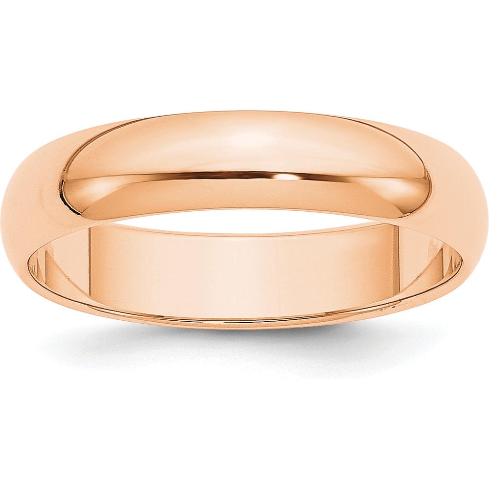 10K Rose Gold 5mm Half Round Wedding Band - Size 8.5 - Solid Gold, Polished Finish, Engravable
